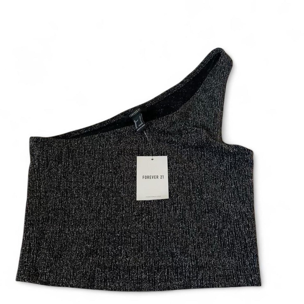 Forever 21 One shoulder sparkly black top